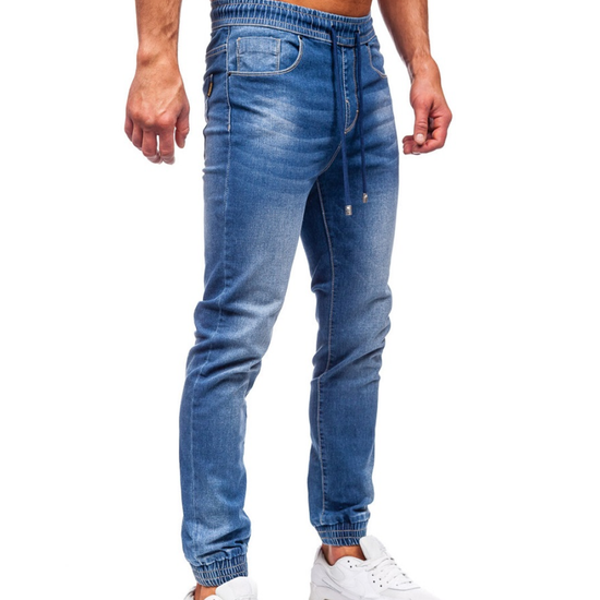 Ανδρικο τζιν Dsplay παντελονι cargo Jogger μπλέ (χωρις πλαινες τσαπες)  JA70