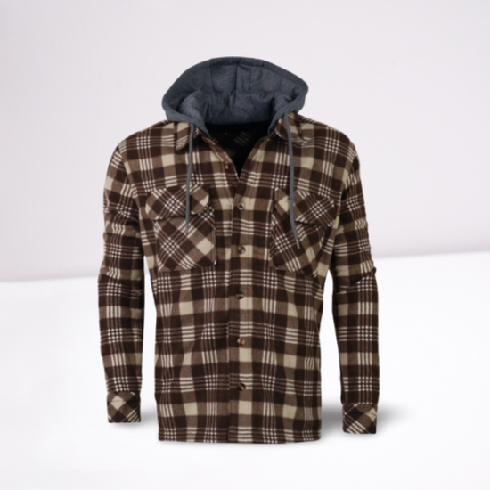 Καρό πουκάμισο jacket με εσωτερική επένδυση γούνα και κουκούλα  119365PB