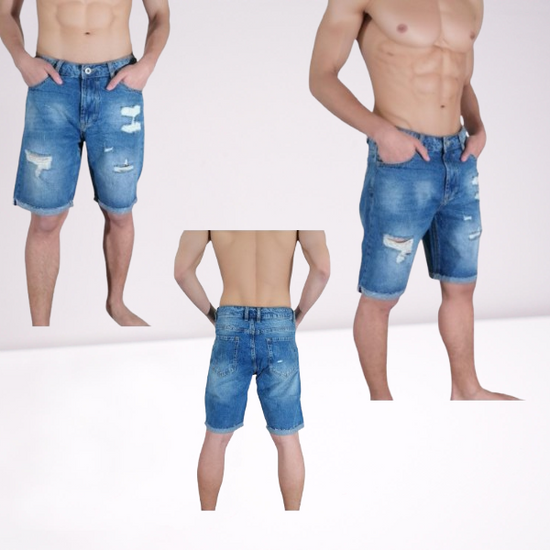 Ανδρικη Βερμουδα Τζιν Dsplay χρωματος μπλε  JT001