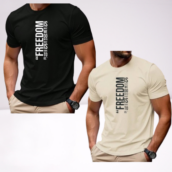 Ανδρικα t-shirt Cotton Point με τυπωμα σε 6  αποχρωσεις FREEDOM