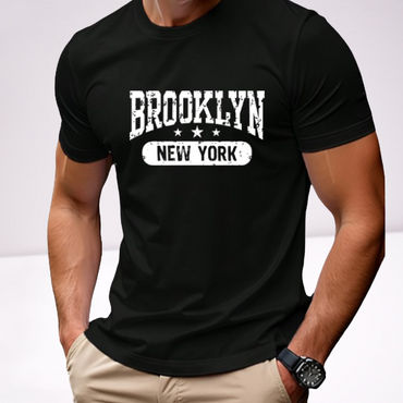 Ανδρικα t-shirt Cotton Point με τυπωμα σε 6 αποχρωσεις  BROOKLYN