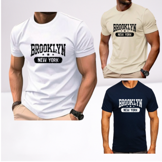 Ανδρικα t-shirt Cotton Point με τυπωμα σε 6 αποχρωσεις  BROOKLYN