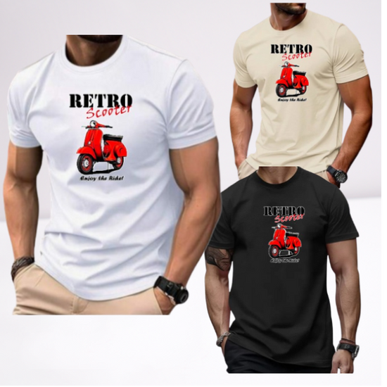 Ανδρικα t-shirt Cotton Point με τυπωμα σε 7 αποχρωσεις  RETRO SCOOTER