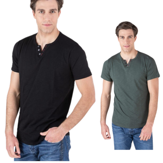 T-shirt Stagioni φλάμα με σχέδιο V και κουμπιά σε τέσσερις αποχρώσεις  STGN 1