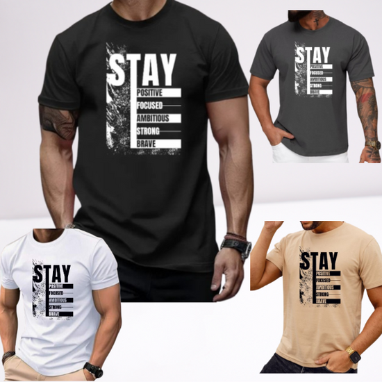 Ανδρικα t-shirt Cotton Point με τυπωμα σε 8 αποχρωσεις STAY