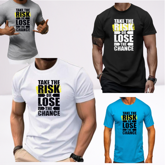 Ανδρικα t-shirt Cotton Point με τυπωμα σε 8 αποχρωσεις TAKE THE RISK