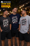 Ανδρικα t-shirts Cotton Point με τυπωμα σε 5 αποχρωσεις LOOK BACK OVER SIZE
