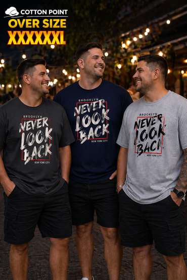 Ανδρικα t-shirts Cotton Point με τυπωμα σε 5 αποχρωσεις LOOK BACK OVER SIZE