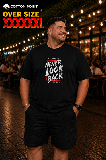 Ανδρικα t-shirts Cotton Point με τυπωμα σε 5 αποχρωσεις LOOK BACK OVER SIZE