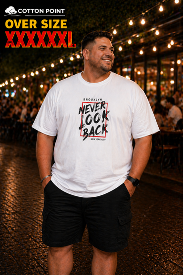 Ανδρικα t-shirts Cotton Point με τυπωμα σε 5 αποχρωσεις LOOK BACK OVER SIZE