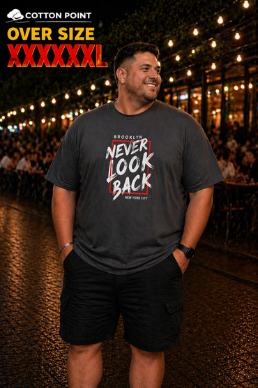 Ανδρικα t-shirts Cotton Point με τυπωμα σε 5 αποχρωσεις LOOK BACK OVER SIZE