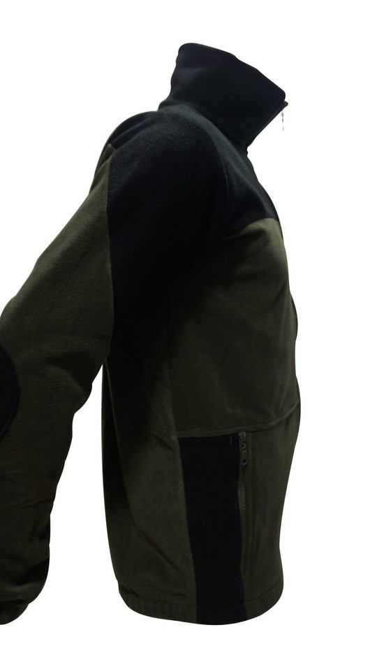 Ανδρική ζακέτα Iraklis polar fleece με φερμουάρ χρώματος χακί-μαυρο    IRK-89